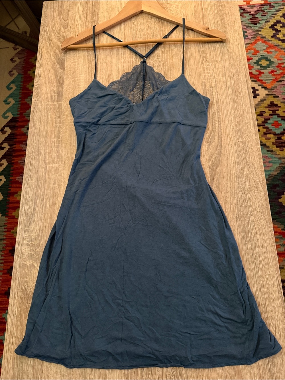 Victoria's Secret EUC Dark Blue Lace-Back Modal Slip Chemise Size S #004 - Picture 8 of 12